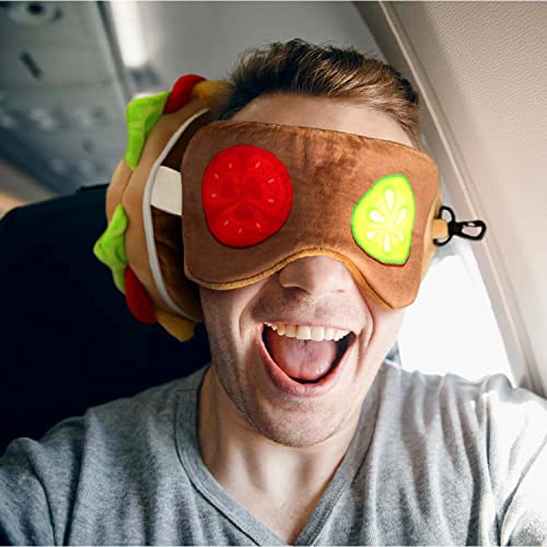 Relaxeazzz Fast Food Burger Round Plush Travel Pillow & Eye Mask Puckator