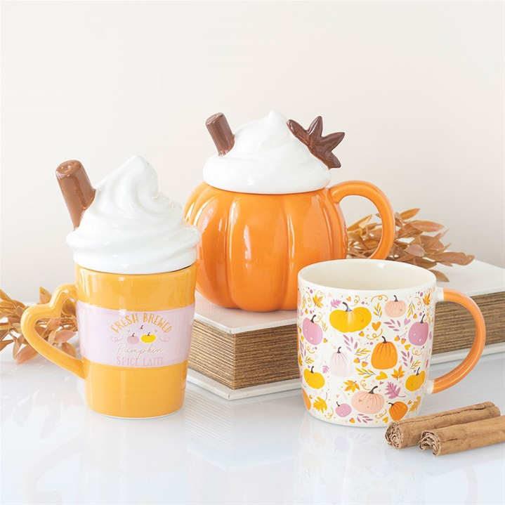 Pink and Orange Pumpkin Print Mug