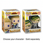 Boxed Mirio Togata and Sir Nighteye Funko Pop variants on white