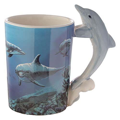 Puckator Dolphin Underwater Decal Ceramic Shaped Handle Mug Puckator