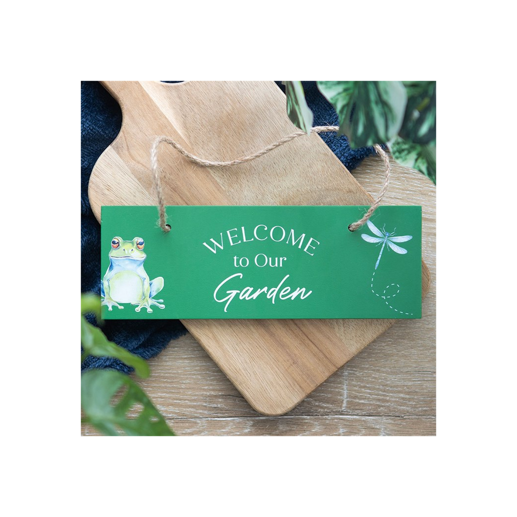 Green Welcome to Our Garden Hanging Sign