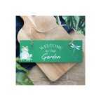 Green Welcome to Our Garden Hanging Sign