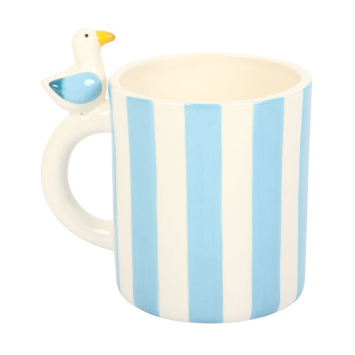 Striped Mug with Seagull