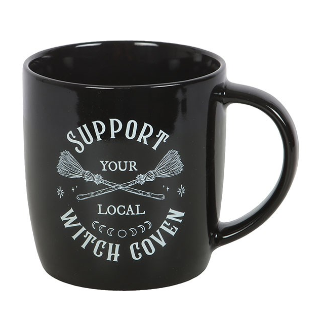 Support Your Local Witch Coven Black Ceramic Mug