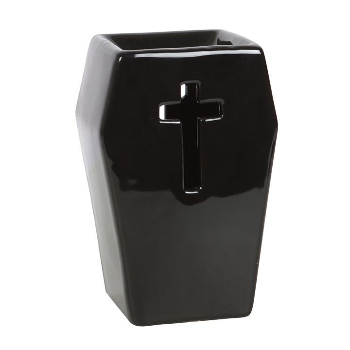 Gothic Coffin Oil Burner with Cross Cut-Out