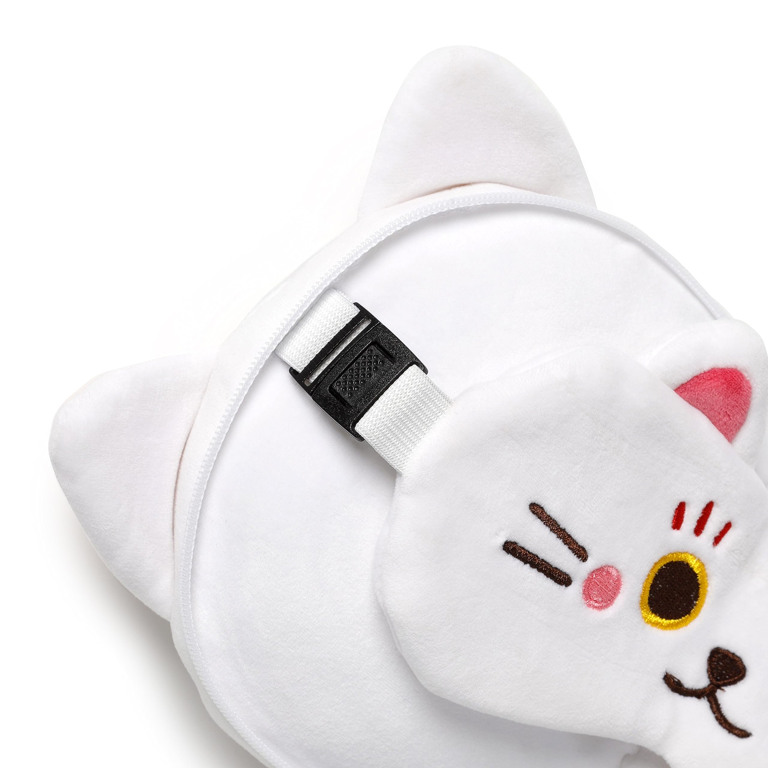 Relaxeazzz Maneki Neko Lucky Cat Round Plush Travel Pillow & Eye Mask Relaxeazzz