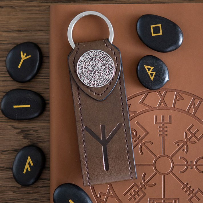 Protection Viking Rune Faux Leather Keyring