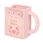 I Love Books Pink Book Shaped Mug