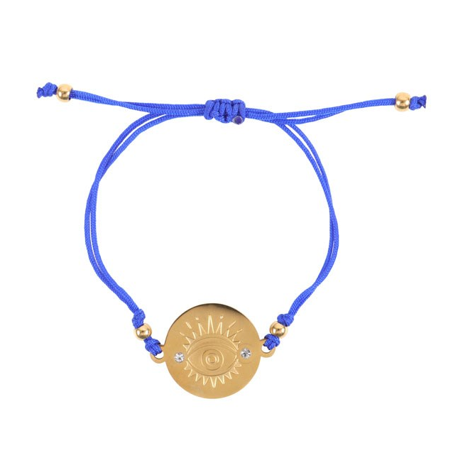 Gold-Toned All Seeing Eye Blue String Bracelet
