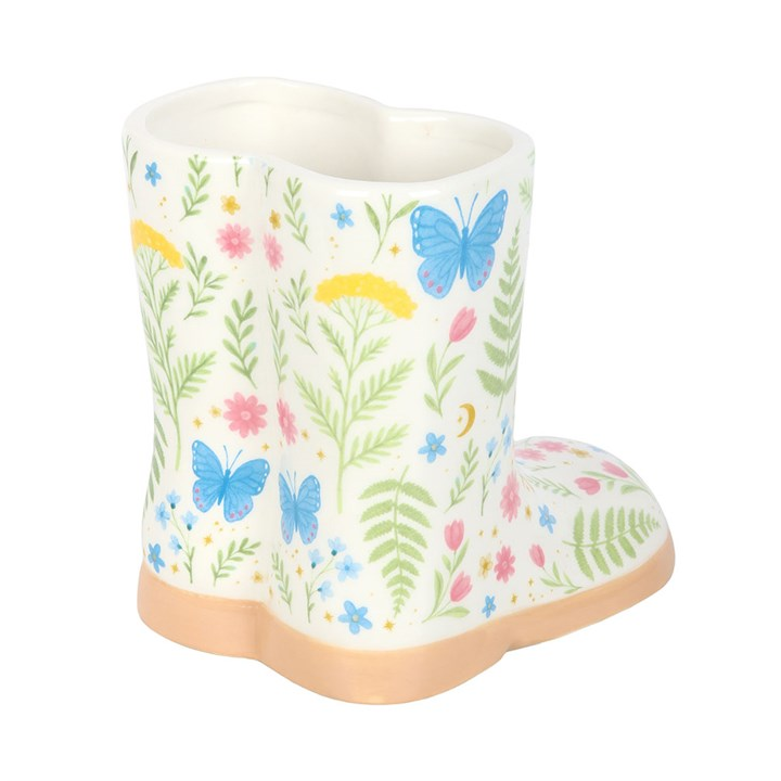 Luna Bloom Floral Ceramic Welly Boot Planter