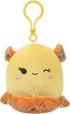 Squishmallows Original 3.5 Inch Clip-On 5 Pack - Blue Skunk, Cream Bat, Purple Beetle, Lime Greem Llama, Yellow Dumbo Octopus Squishmallows