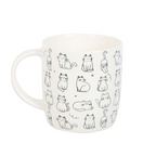 White Happy Cat Print Mug