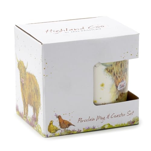 Puckator Jan Pashley Highland Coo Cow Porcelain Mug & Coaster Set Puckator