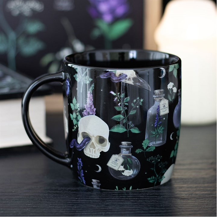 Venom & Vines Gothic Skull and Floral Ceramic Mug – 350ml