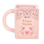 I Love Books Pink Book Shaped Mug