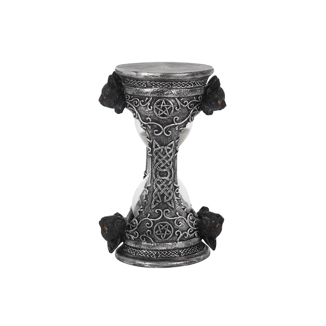 Black Cat Hourglass Timer 17cm