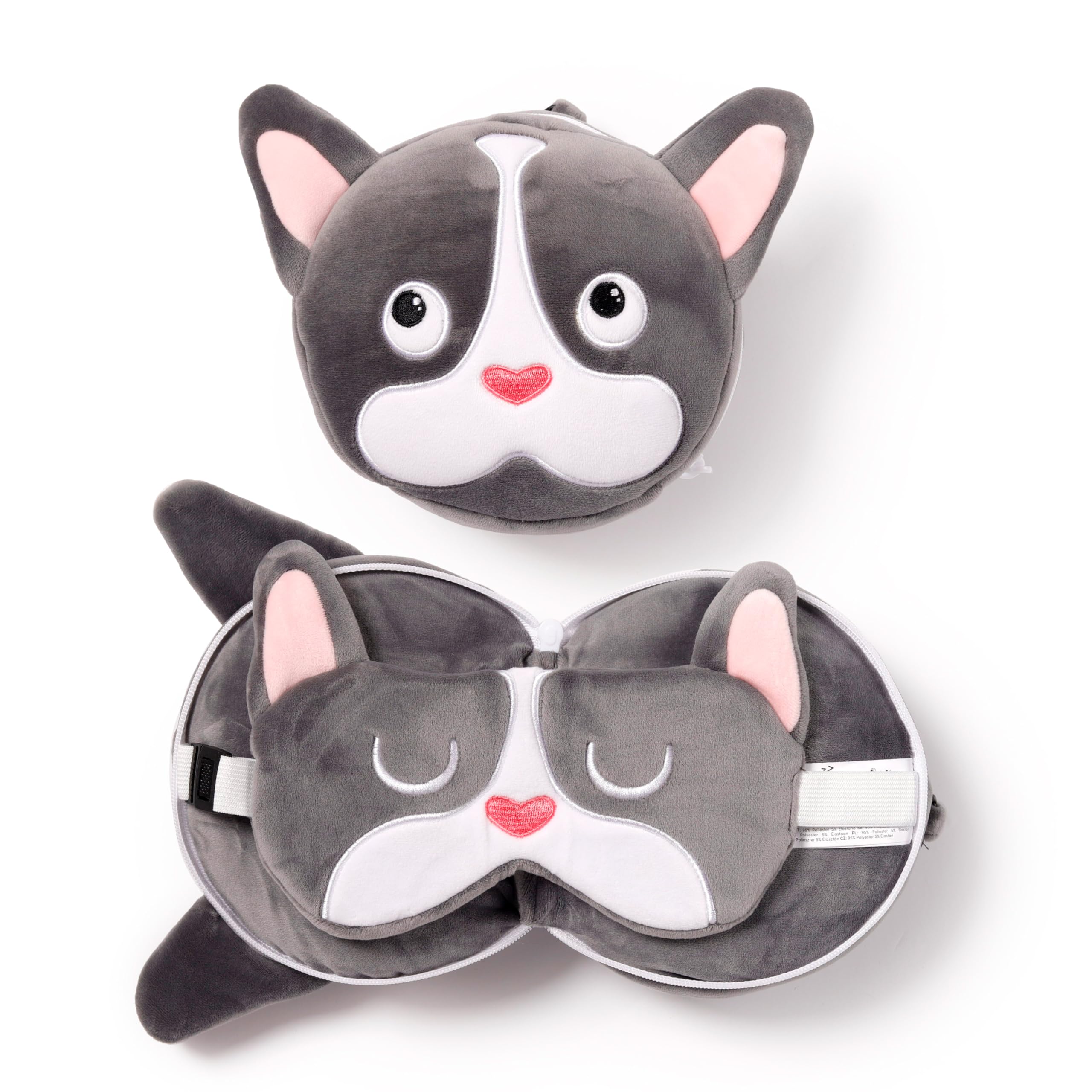 Relaxeazzz French Bulldog Round Plush Travel Pillow & Eye Mask Relaxeazzz