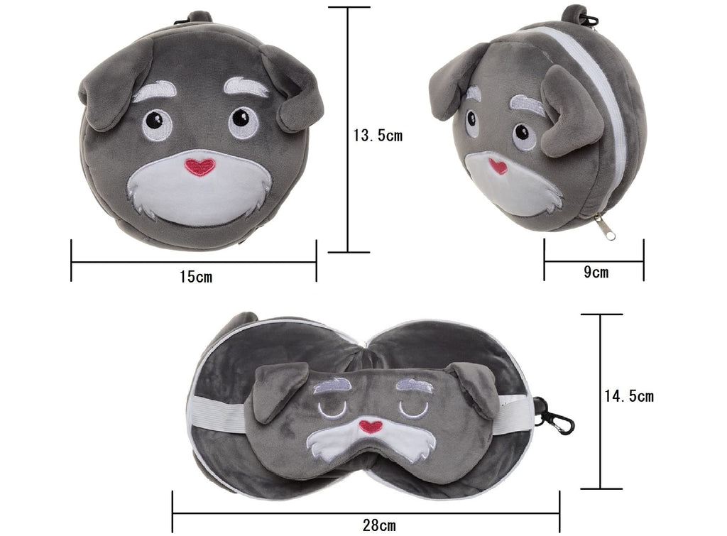 Relaxeazzz Dog Squad Lucky Cat Round Plush Travel Pillow & Eye Mask Puckator