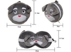 Relaxeazzz Dog Squad Lucky Cat Round Plush Travel Pillow & Eye Mask Puckator