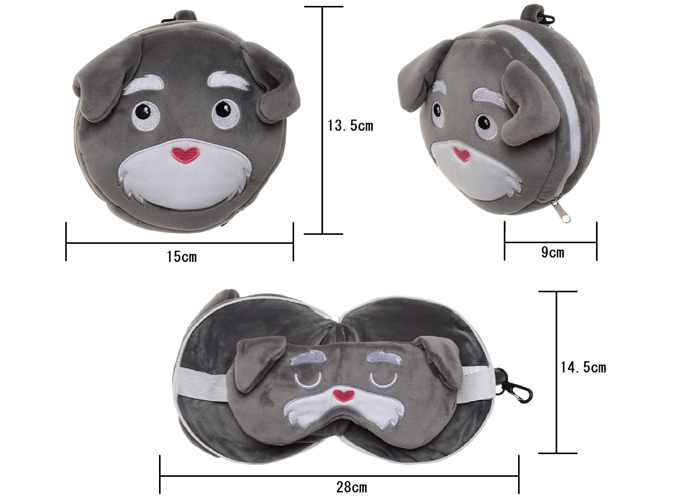 Relaxeazzz Dog Squad Lucky Cat Round Plush Travel Pillow & Eye Mask Puckator
