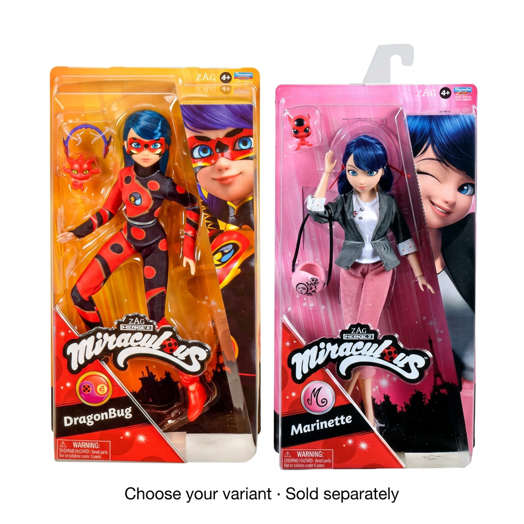 Dragon Bug and Marinette boxed variants on a white background