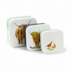 Puckator Jan Pashley Highland Coo Cow Set of 3 Lunch Box Snack Storage M/L/XL Puckator