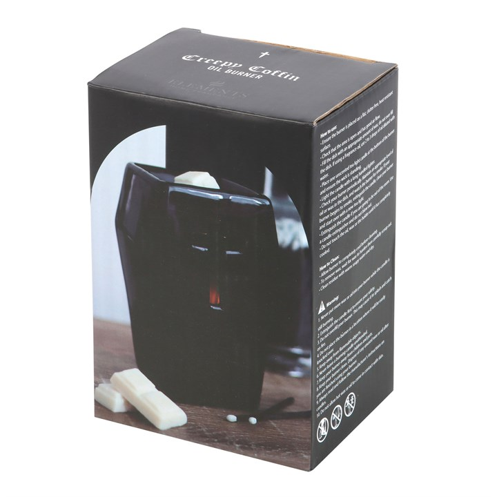 Gothic Coffin Oil Burner with Cross Cut-Out