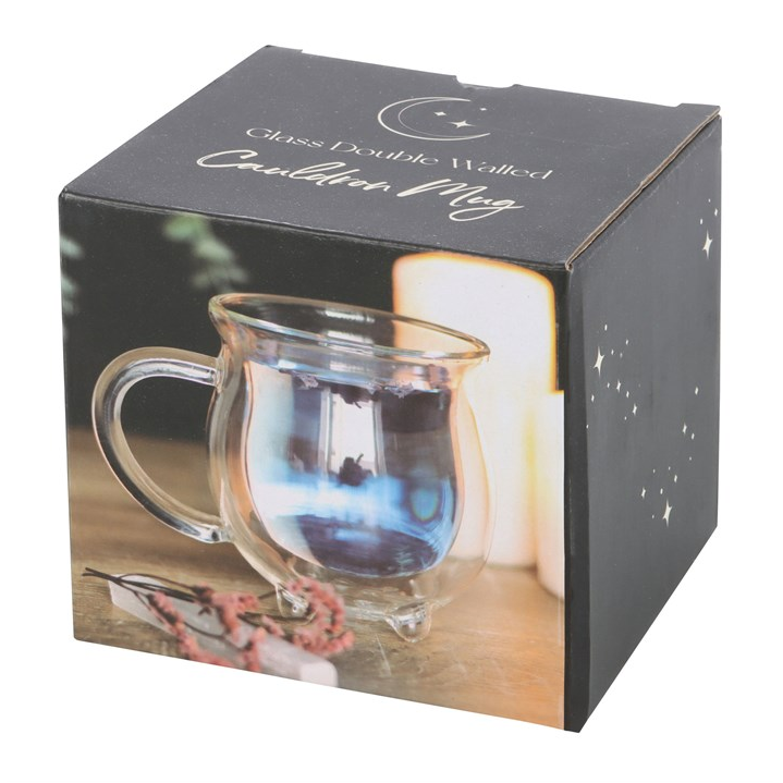 Clear Double Walled Glass Cauldron Mug