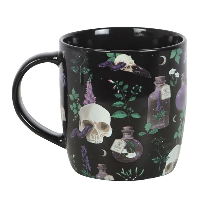 Venom & Vines Gothic Skull and Floral Ceramic Mug – 350ml
