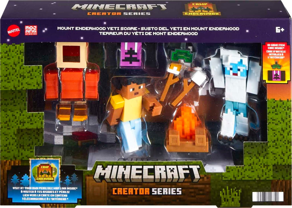 Mattel Minecraft Game, Creator Series Action Figures and Accessories, Camp Enderwood Steve and Mob Figures Mattel
