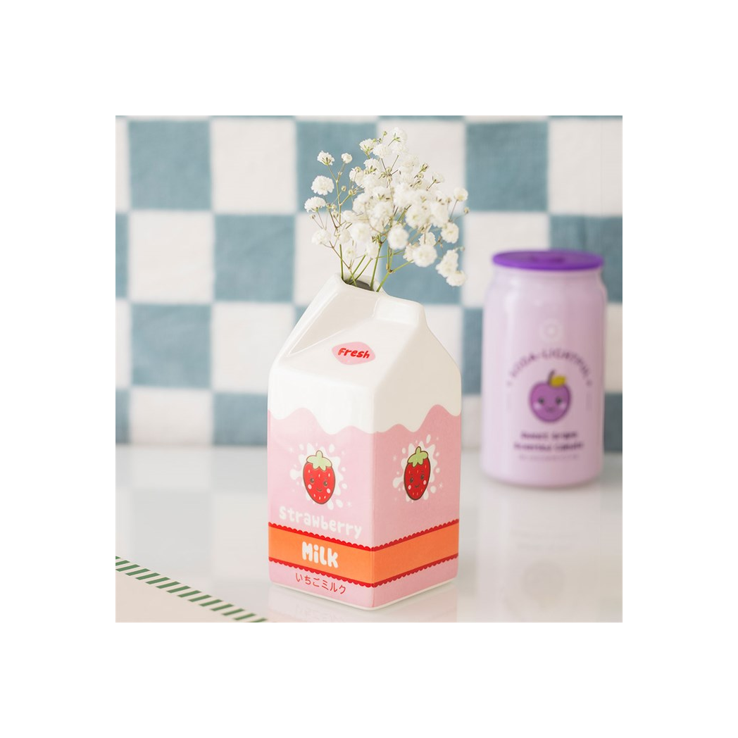 Strawberry Milk Carton Flower Vase