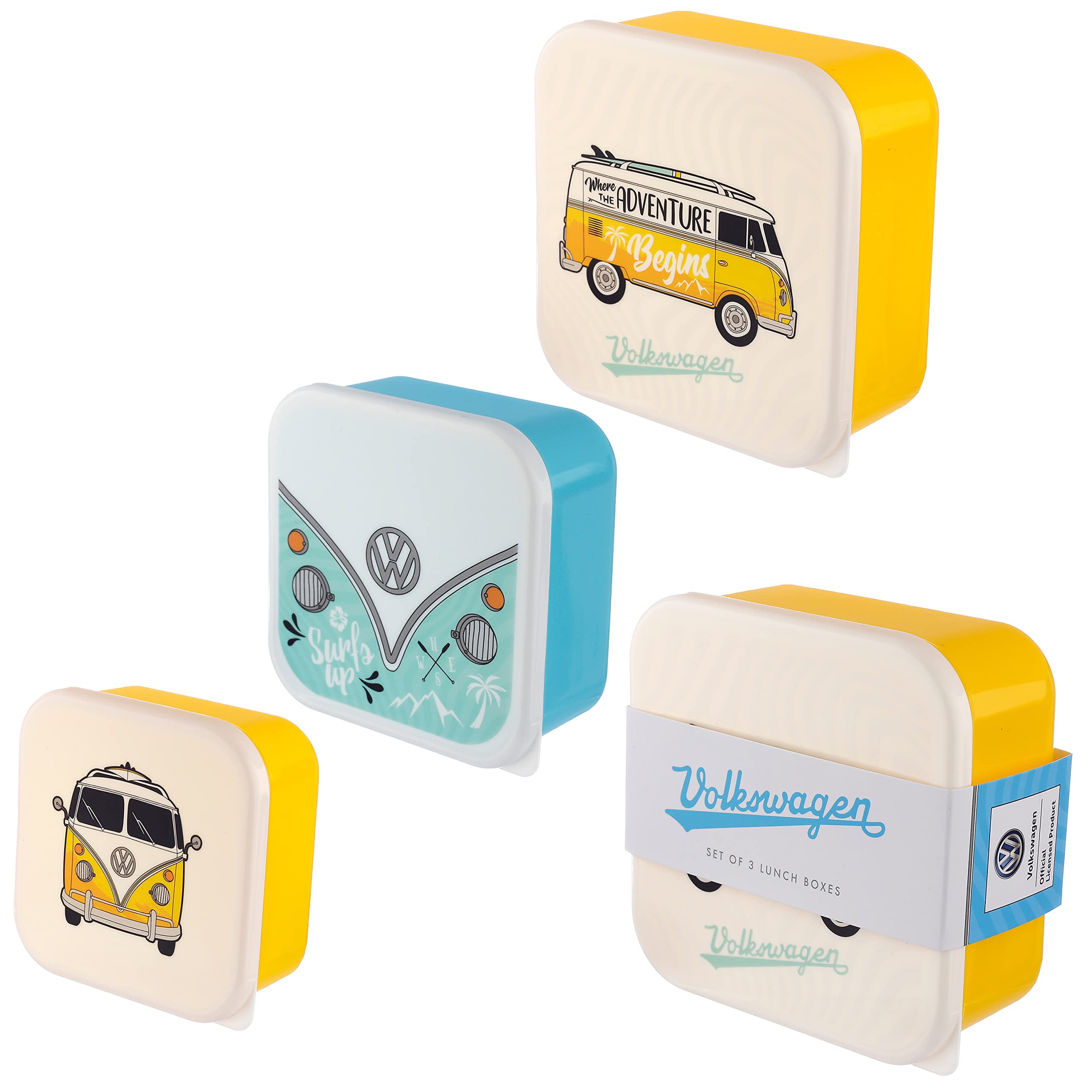 Puckator VW Surf Adventure Volkswagen T1 Camper Bus Set of 3 Lunch Box Snack Storage M/L/XL Puckator