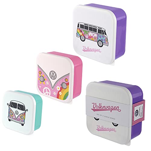 Puckator VW Summer Love Volkswagen T1 Camper Bus Set of 3 Lunch Box Snack Storage M/L/XL Puckator