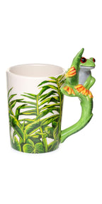 Puckator Tree Frog with Foliage Decal Ceramic Shaped Handle Mug Puckator