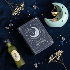 Moonlit Magic Gift Set featuring Blue Moon book storage box, pastel crescent moon oil burner and Moonlight Fairy glass potion bottle