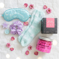 Pastel Skies Pamper Set featuring Moonlit Dreams self care gift set, Self Love Spell Candle and Pink Charlotte Whipped Soap