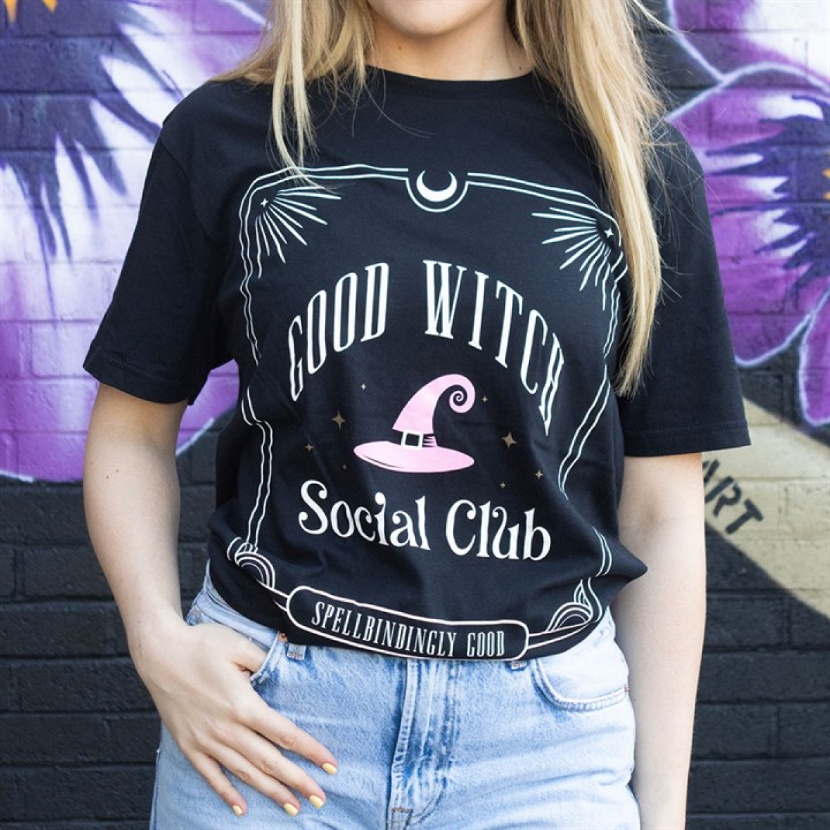 Pink Good Witch Social Club Unisex T-shirt Size S Something Different
