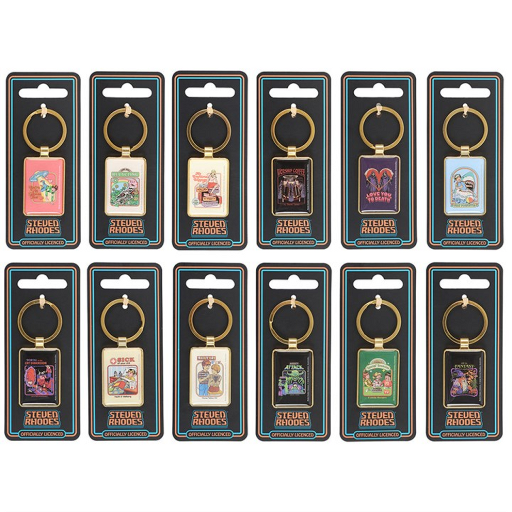 Set of 12 Enamel Keyrings by Steven Rhodes