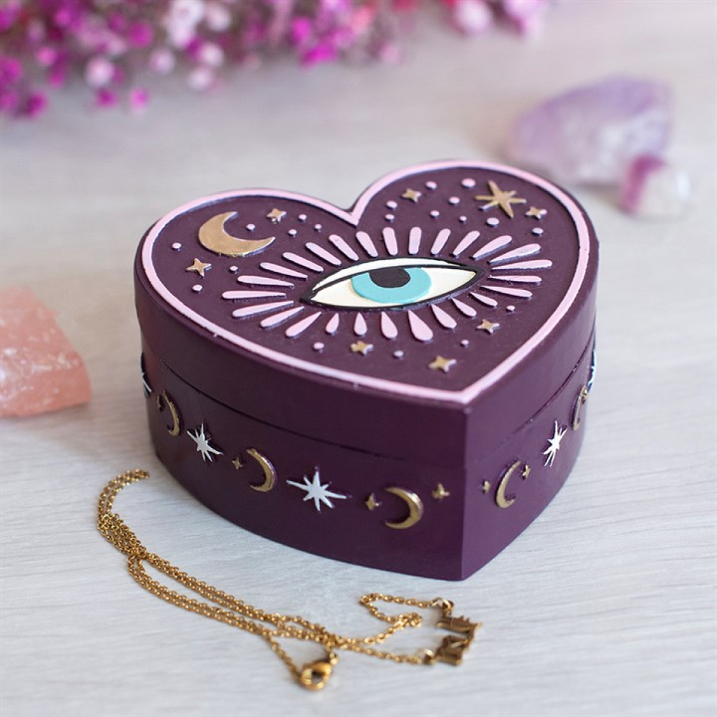 Sacred Sight Heart-Shaped Resin Trinket Box