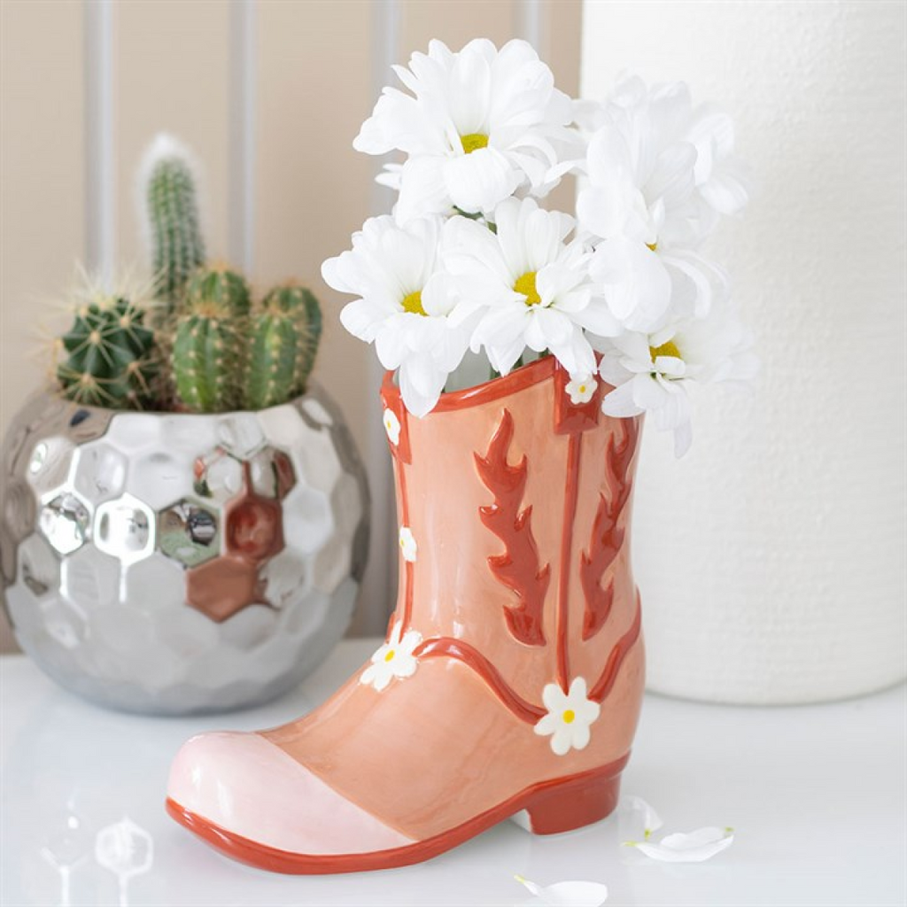 Pink Cowboy Boot Flower Vase Something Different