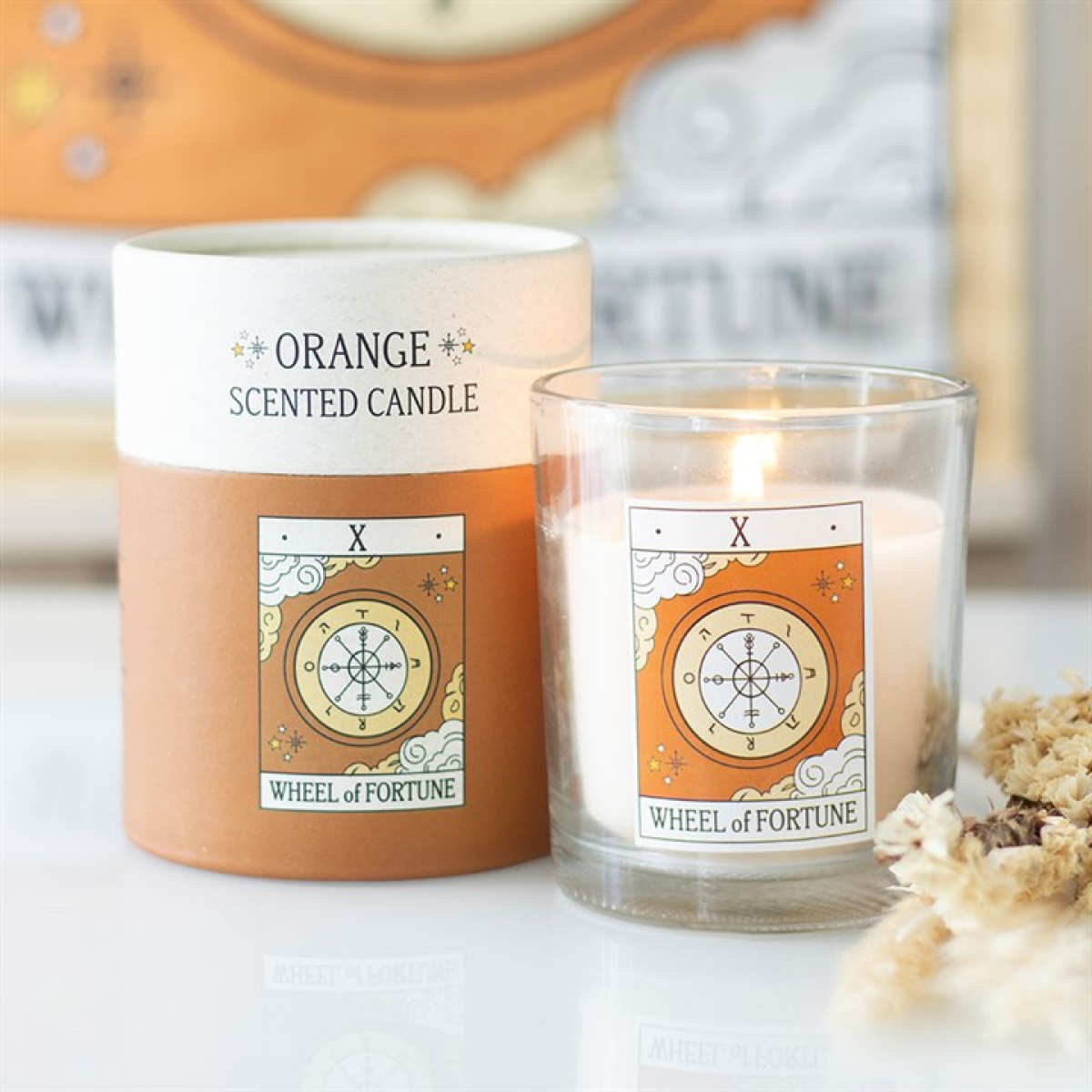 The Wheel of Fortune Vintage Tarot Orange Candle Something Different