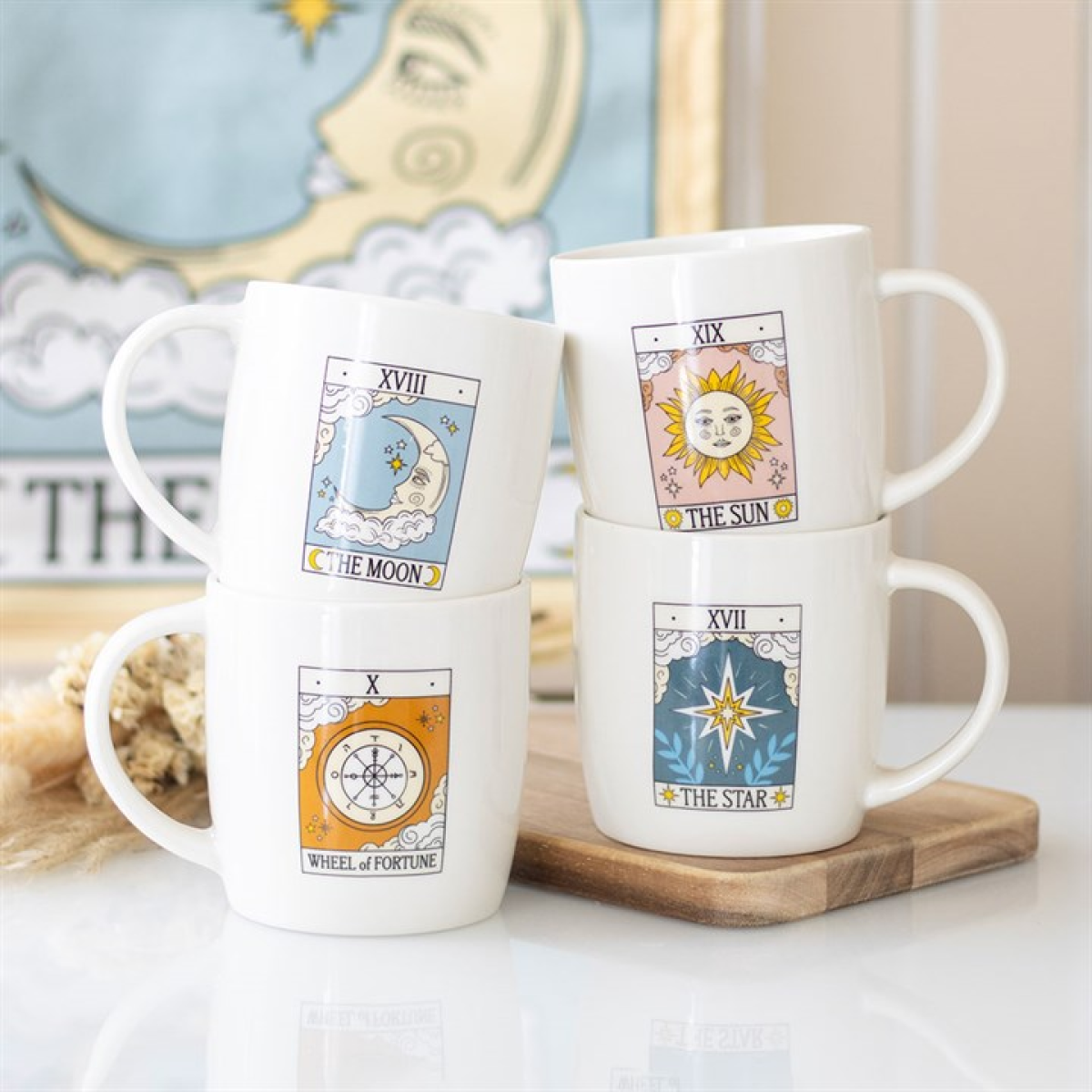 Set of 4 Vintage Tarot Mugs Something Different