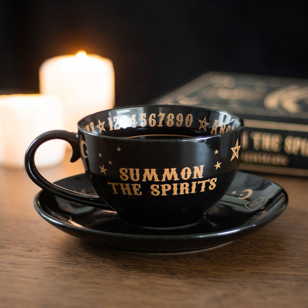 Black Talking Board Teacup and Saucer Something Different