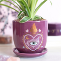 Sacred Sight Purple Ceramic Plant Pot with Saucer