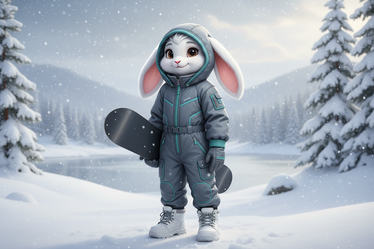 White rabbit, unisex, winter, teenager, snow suit