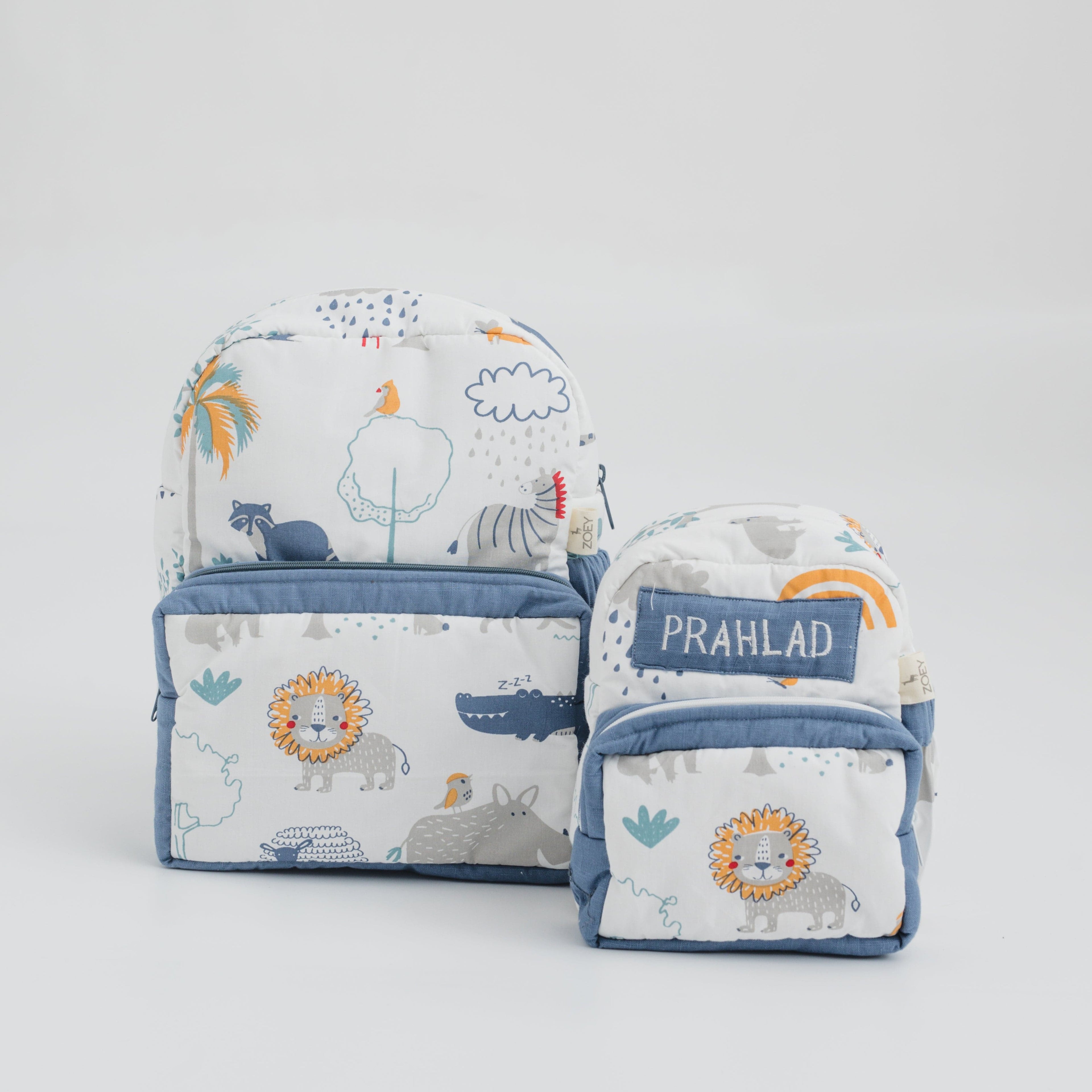 Happy Animal Tribe Personalised School Bag, Hand-Embroidered