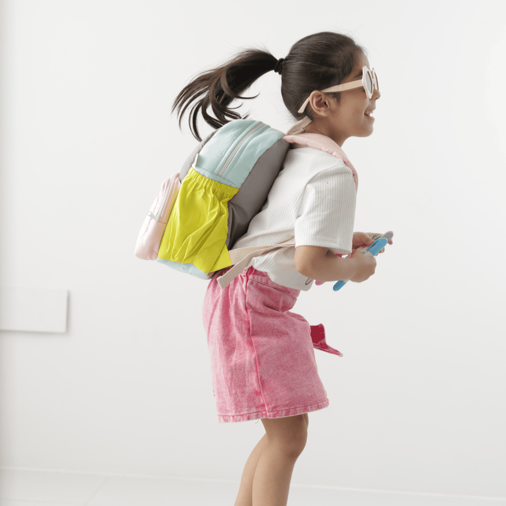Bright Blocks Personalised School Bag, Hand-Embroidered