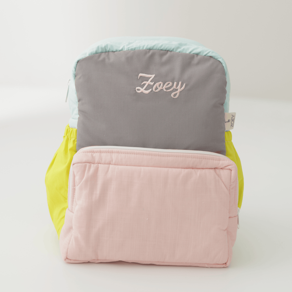 Bright Blocks Personalised School Bag, Hand-Embroidered