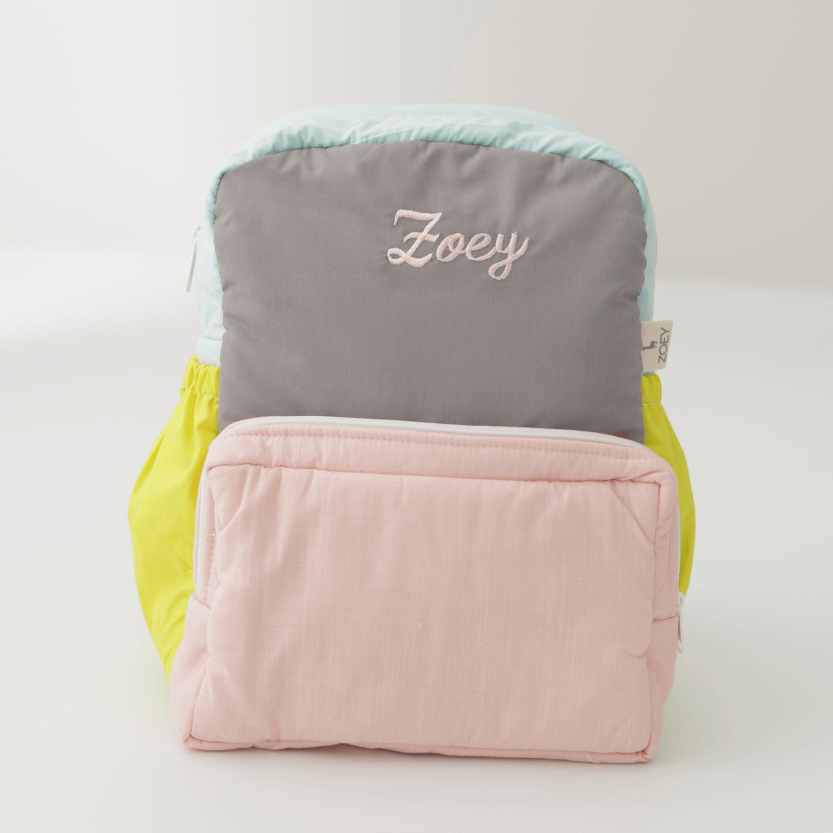 Bright Blocks Personalised School Bag, Hand-Embroidered