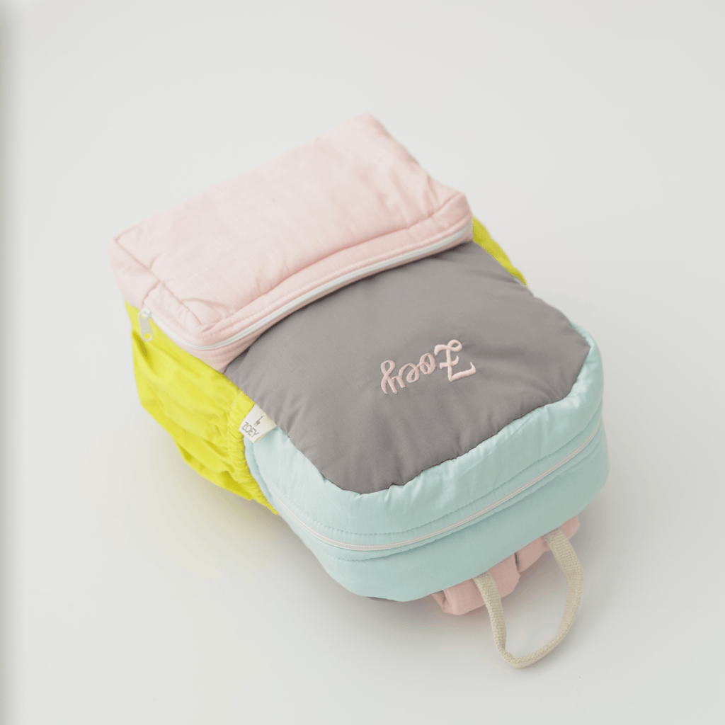 Bright Blocks Personalised School Bag, Hand-Embroidered